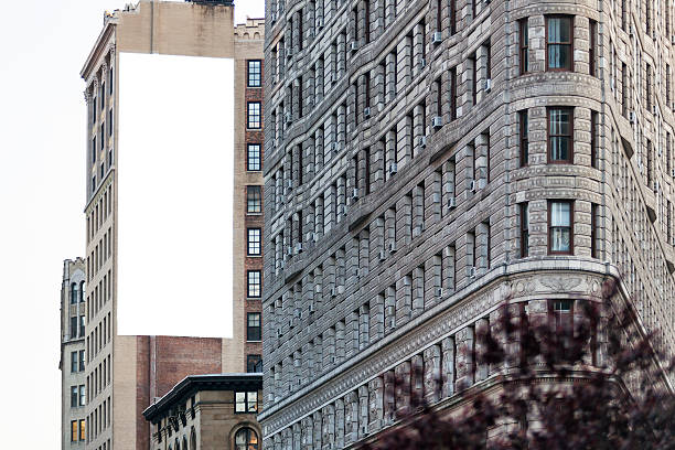 White billboard on the building stock photo