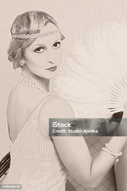Old Photo Twenties Style Woman Stock Photo - Download Image Now - Flapper Style, 1920-1929, Women
