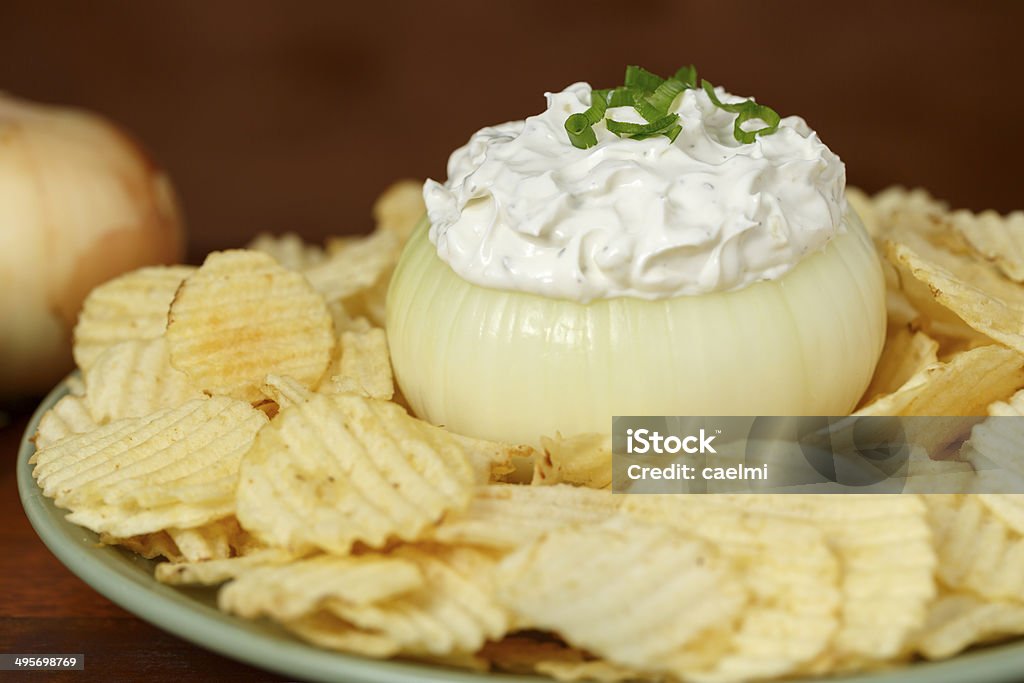 Onion Dip & Chips Dipping Sauce Stock Photo