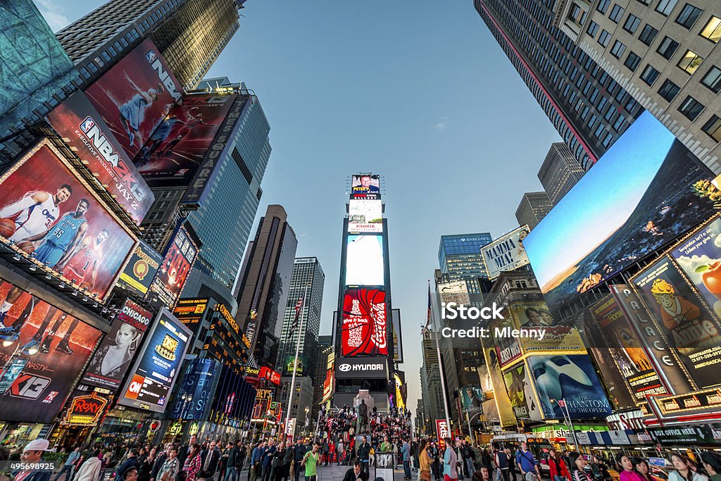 Times Square New York City Crowded Times Square at Twilight in New York City, USA. Times Square - Manhattan Stock Photo