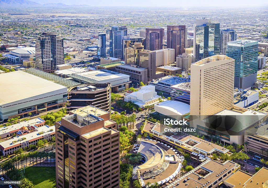 Centro da cidade de Phoenix, Arizona, vista aérea de arranha-céus horizonte - Foto de stock de Phoenix - Arizona royalty-free