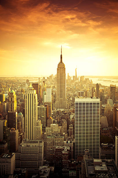 istock Empire State Building Manhattan with fiery sky 495700204