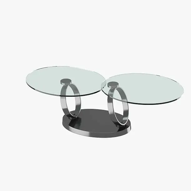modern table in black chrome with glass tabletops