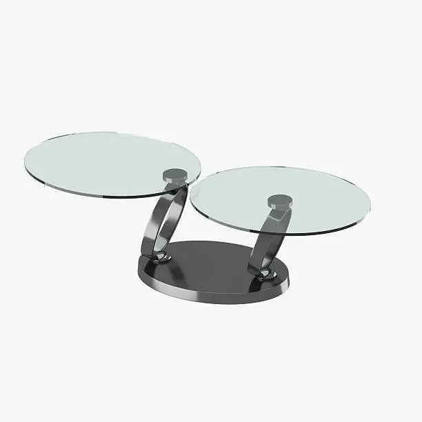 modern table in black chrome with glass tabletops