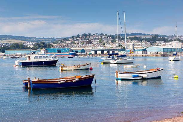 Boats on Teign river Teignmouth Devon English coastal scene