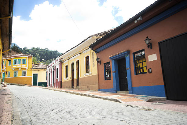 View of colorful colonial architecture at La Candelaria in Bogotá, Colombia