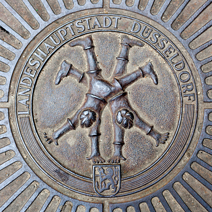 Dusseldorf, Germany - July 30, 2015: Emblem of famous Dusseldorf cartwheelers