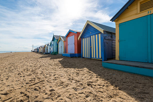 istock Beautiful Bathing houses on white sandy beach at Brighton beach 495714479