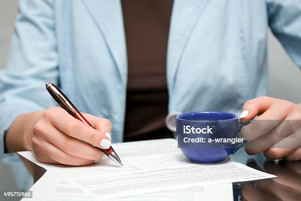 Business Woman Signing Contract Stock Photo - Download Image Now - Adult, Adults Only, Ballpoint Pen