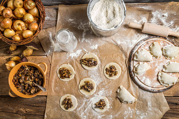 istock Homemade dumplings with mushrooms 495716429