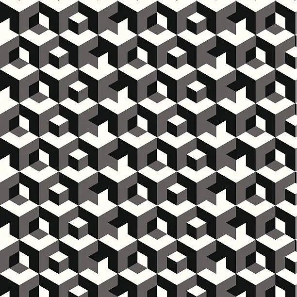 Vector illustration of abstract black and white cube pattern background