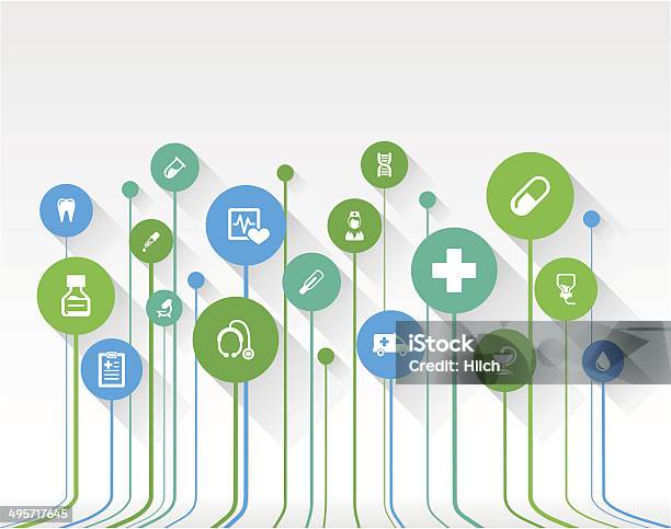 Abstract Medicine Background With Lines Circles And Flat Icons Stock Illustration - Download Image Now