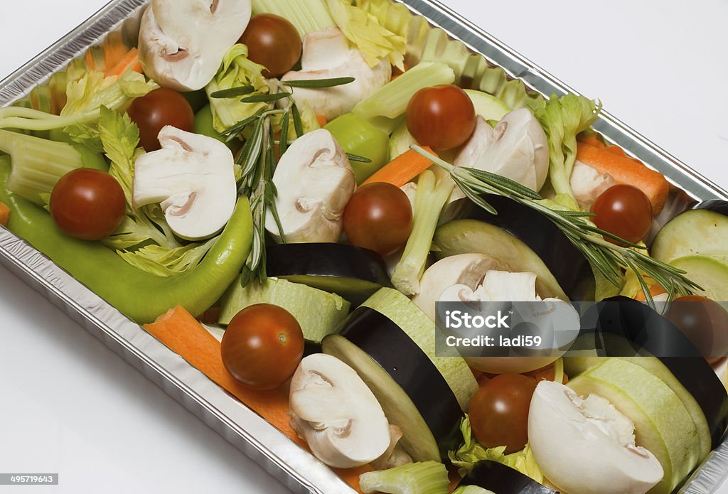 Prepared in alumin pan with different vegetable Baked Stock Photo