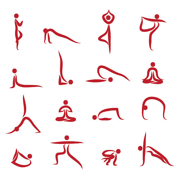 yoga-asanas pack vektor-silhouetten - glutes stock-grafiken, -clipart, -cartoons und -symbole