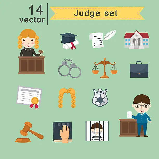 Vector illustration of judge set vector