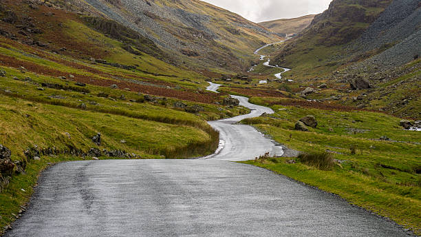 A high level route through the English Lake District with an old slate mine at the summit of the Pass