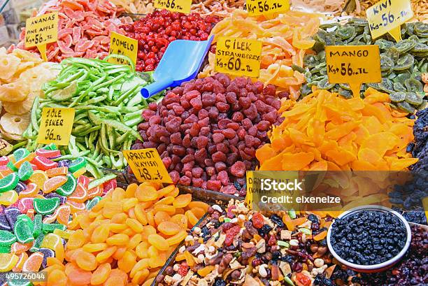 Dry Fruits At A Market In Istanbul Stock Photo - Download Image Now - 2015, Breakfast Cereal, Business Finance and Industry
