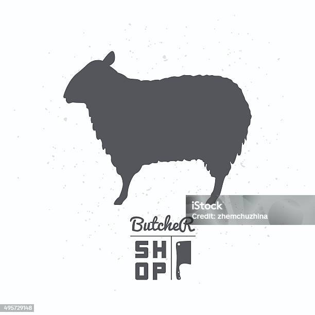 Sheep Silhouette Lamb Meat Butcher Shop Label Template Stock Illustration - Download Image Now