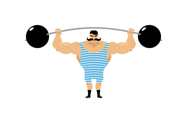 vintage kraftathlet. alte athleten. retro-conservative activist langhantel. s - circus strongman men muscular build stock-grafiken, -clipart, -cartoons und -symbole