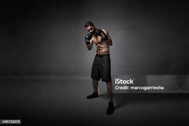 Boxer In Defensive Position Stock Photo - Download Image Now - Boxing - Sport, Waiting, 2015