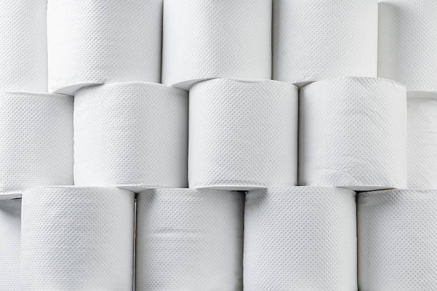 Stack of white tissue paper rolls. Stack of white tissue paper rolls. toilet paper photos stock pictures, royalty-free photos & images