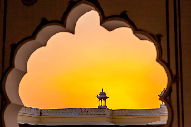 istock Sunset with view to a top of a small temple 495734019