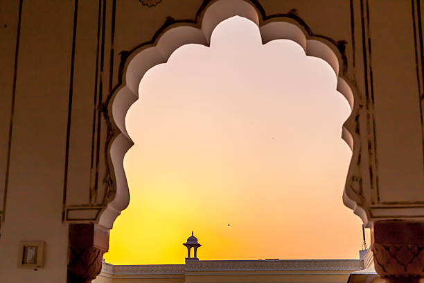 istock Sunset with view to a top of a small temple 495734021