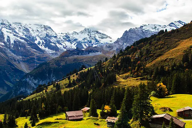 mountains and houses in Murren
