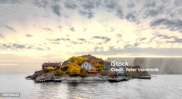 Island In Autumn Colors Stock Photo - Download Image Now - Sweden, Archipelago, Island