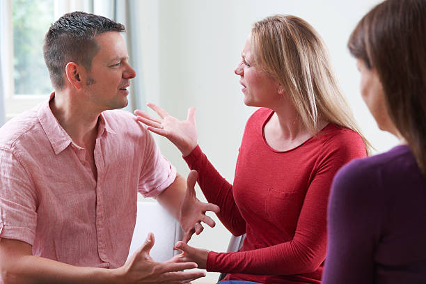 istock Couple Arguing In Front Of Relationship Counsellor 495736423