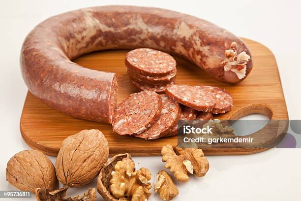 Turkish Sausage Isolated White Background Stock Photo - Download Image Now - Breakfast, Cow, Food