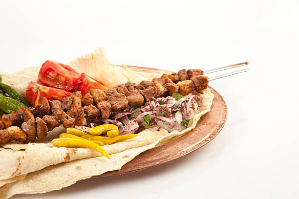 istock Turkish Sis Kebab isolated white background 495738219