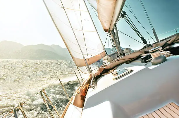 yacht sailing at full speed under sail