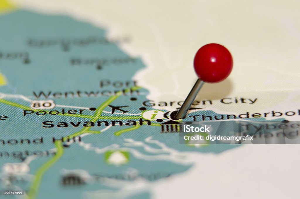 savannah ga pin on the map Arranging Stock Photo