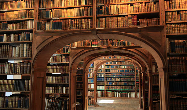 Antique library An amazing collection of old books (all older than 150 years) in the baroque library in Görlitz, Germany library stock pictures, royalty-free photos & images