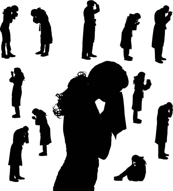 Vector silhouette of people. vector art illustration