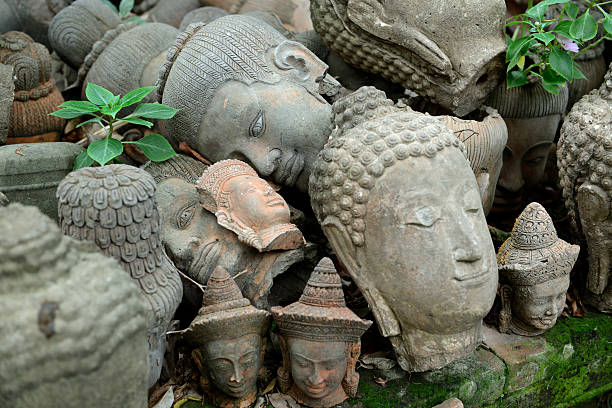 Traditional figures are available for sale in the garden of Ban Phor Linag Meun's Terracota Art at Terracota Garden in Chiang Mai in northern Thailand in South East Asia.