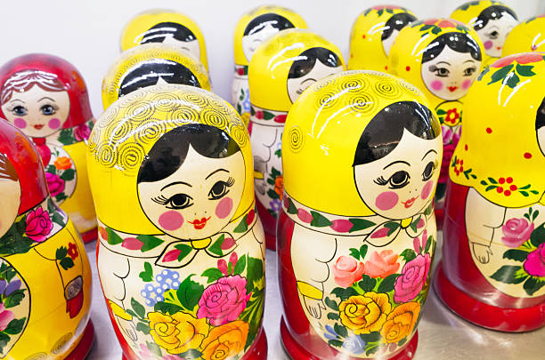 istock Group of Russian nesting dolls. Popular souvenir 495750396