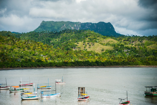 The majestic El Yunque sits while boats rest in the harbor.