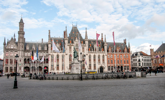This is the city plaza in Brugge, Belgium.