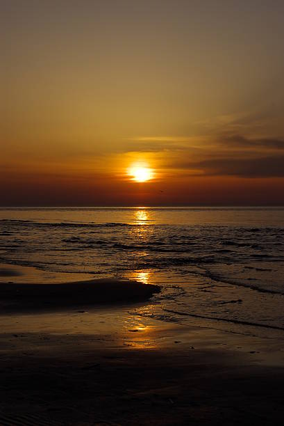 istock Beautiful orange blue sunset at Baltic sea 495751335