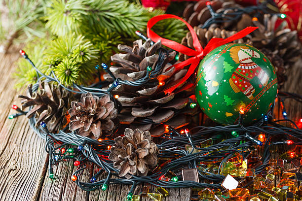istock Christmas decoration with pine and cones 495752368