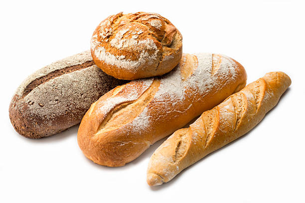 домашний хлеб изображений на белом разнообразие - bakery meat bread carbohydrate стоковые фото и изображения