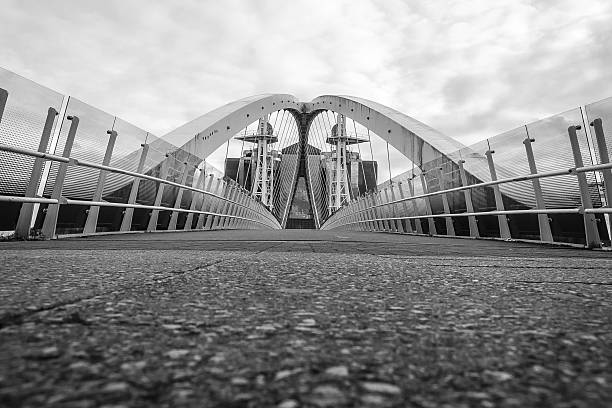 Loking over a bridge going over the river at Salford Quays, Manchester, England