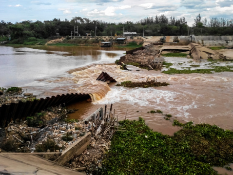 Weir collapse in Ping River, Chiangmai Thailand