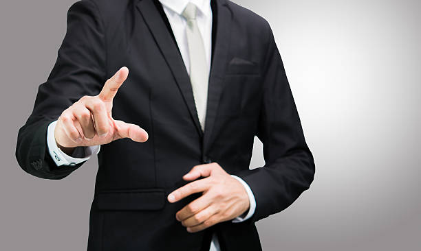 istock Businessman standing posture show hand isolated 495756991