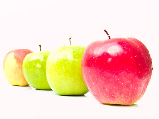 istock Green and red apples isolated on white background 495757243