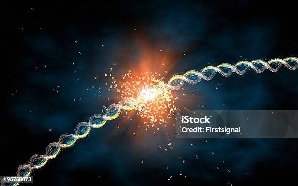 Dna Double Helix Stock Photo - Download Image Now - Broken, DNA, Blue