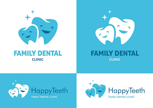 familie dental clinic - human teeth child smiling family stock-grafiken, -clipart, -cartoons und -symbole