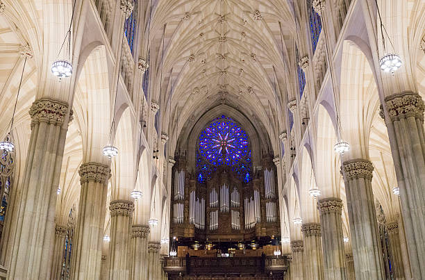 istock Church Rose Window with Organ 495759416